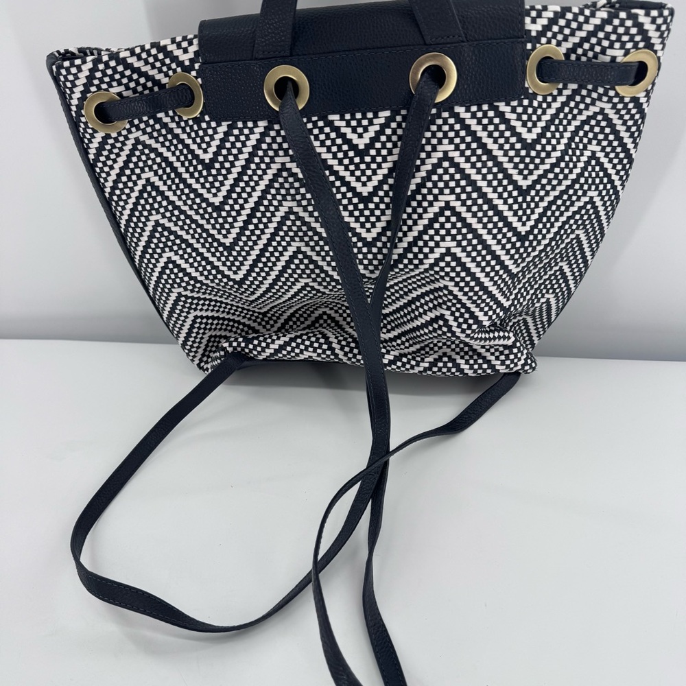 Michael Kors Junie Backpack Admiral Optic‎ White Leather Blue Bag - Picture 3 of 14